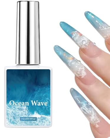 Vernice per unghie - Formula ad asciugatura rapida da 15 ml, Tecnologia con effetto di diffusione delle onde marine, Soluzione creativa per a bolle, Colore per design delle unghie, Liquido pe