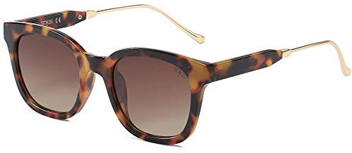 SOJOS Classic Square Polarized Sunglasses Womens Mens Retro Trendy UV400 Sunnies SJ2050, Amber Tortoise/Brown