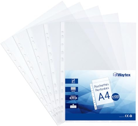 WAYTEX Dokumententasche A4, transparent genarbt, 60 Mikron, 100 Stück