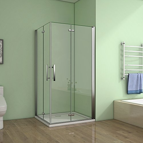 Cabine de douche 80x80x195cm verre anticalcaire porte pliante et pivotante