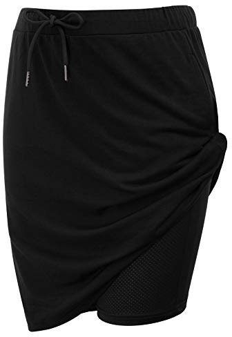 JACK SMITH Women's Athletic Skorts Skirts Sports Drawstring Waist Stretchy Knitting Mesh Shorts Tennis Golf Cute(XL,Black)