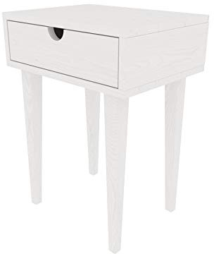 LA WEB DEL COLCHON Mesita Vintage Doha 35 (cms.) x 34,5 x 60 (cms.) Blanco nórdico