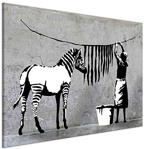 Kunstbruder Leinwandbild Zebra beim Waschen in Grau Schwarz 30x40 cm modern