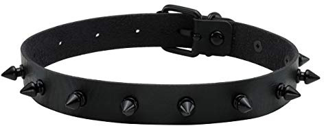 Manfnee Punk Gothic Choker Halsband Halskette PU Leder Spike Nieten Herz O-Ring Choker Männer Frauen