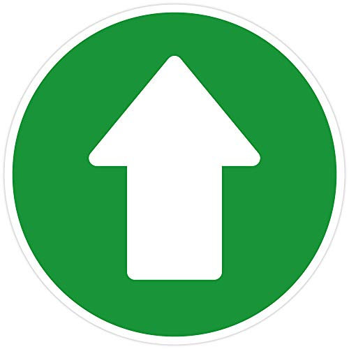 Bodenaufkleber Pfeil/Richtungsweiser – Fußboden Aufkleber zur Kennzeichnung der Laufrichtung – selbstklebende Bodenmarkierung mit Rutschhemmung (Ø 300 mm | Grün)