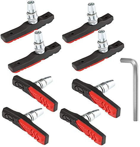 RUJOI Fahrradbremsbelag-Set, V-Bremsbacken mit Sechskantmuttern und Unterlegscheiben, Bremsen V-Bremsen-Ersatzset für Cruiser MTB Mountainbike