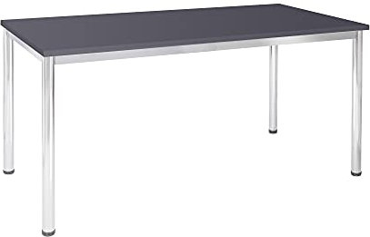 Schreibtisch u. Besprechungstisch mit verchromten Tischgestell | Konferenztisch Bürotisch Computertisch Mehrzwecktisch Arbeitstisch PC-Tisch Homeoffice-Tisch (Anthrazit, 160 x 80 x 77,5 cm)
