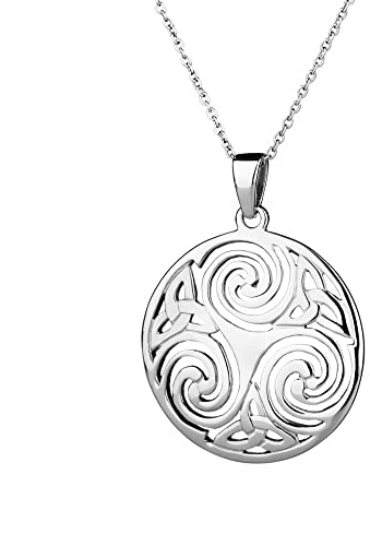 Eburya Keltische Trinity & Triskele Kette - Handgefertigt in Irland - Silber, Unisex, Kette
