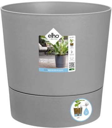 elho Greensense Aqua Care Rund 30cm Blumentopf - Light Beton | ∅ 29.5 x H 29.1 cm | Integrierter Untersetzer | für den Innen- und Außenbereich | 100% recyceltes Plastik