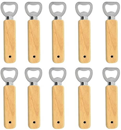 10 Stück Flaschenöffner Holz Bieröffner Holzgriff Tragbare | Bierflaschenöffner Bier Kronkorkenöffner für Zuhause Küche Bar Geschenke für Männer
