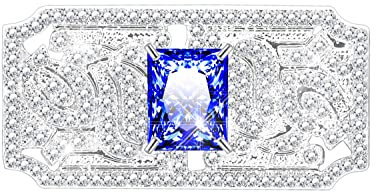 KristLand Funkelnde Zirkonia Kristall Brosche Vintage Braut Corsage Art Deco Band Barock Quadratische Brosche Braut Hochzeit Party Geburtstag für Damen Geschenkbox Blau