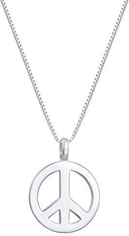 Kuzzoi Exklusive Herren Halskette poliert mit Peace Anhänger (18 mm) im Hippie Look, Massive Kette für Mann oder Freund, Venezianer Kette aus 925 Sterling Silber, Länge 60 cm