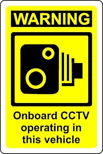 Warning onboard cctv operating in this vehicle sign - Self adhesive sticker (200mm x 150mm)