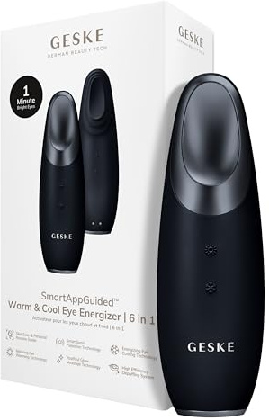 GESKE | Dispositivo energizzante effetto caldo e freddo SmartAppGuided™ | 6 in 1 | Dispositivo per massaggio oculare | Massaggiatore contro le occhiaie | Tratta borse e palpebre cadenti