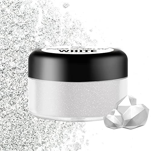 Essbarer Glitzer - 10g Essbarer Glitzerpulver Schimmer Glitzerstaub für Getränke, Kuchen, Lebensmittel - Metallisch Glitzerpuder Lebensmittelfarbe Pulver zum Cocktails, Wein, Fondant, Keksen (Weiß)
