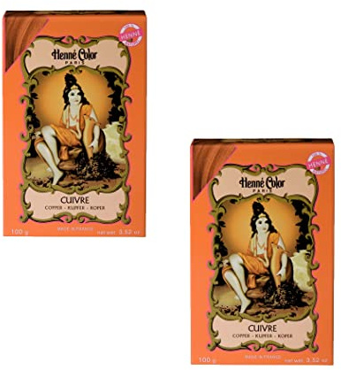 Copper Henne Color Henna Hair Dye Powder 2Pcs x 100g with Fenny's Creations Shower Cap