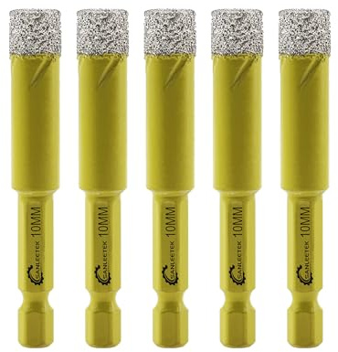 Trocken Diamant Bohrkrone 5 Stücke 10mm Fliesenbohrer mit Schnellwechsel Sechskant Schaft für Marmor Granit Keramik Porzellan Fliesen Steinzeug Quarz SANLEETEK