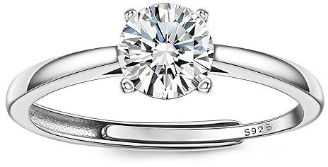JeweBella 925 Sterling Silber Ringe für Damen Verstellbarer Verlobungsring Eheringe Glänzend Cubic Zirkonia Ring Fingerring Trauringe Engagement Promise Ring für Frauen Paar Ring Schmuck mit Box