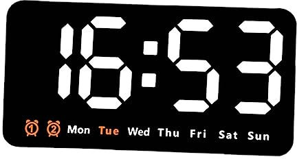 kowaku Schreibtisch-Digitaluhr, LED-Wecker mit Tag und Datum, Tischuhr mit großem Bildschirm, dimmbare Wanduhr, elektronische Uhr für Schlafzimmer, Teenager, Weiß