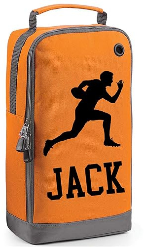 Personalised Rugby Boot Bag Shoe Bag Rugby Player Gift Shoe Sports Bag Personalised with Name Rugby Design Sports Personalised Rugby Boot Bag Personalised Rugby Boot Bag Sports Gift Orange