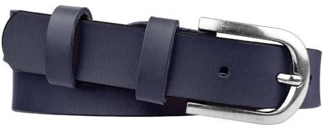 Zakatte • Schlichter Damen Gürtel aus Leder Damengürtel schmaler Taillengürtel Hüftgürtel Ledergürtel MC1 (Dunkelblau, 85 cm)
