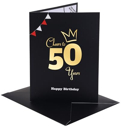 Sumerk 1 Pc 50. Geburtstagskarte Happy 50th Birthday Card with Envelope and 2 Stickers Geburtstagskarte Frau Freundin Geburtstagskarten Karte Geburtstag