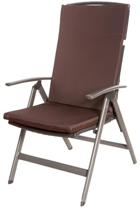 Set med 2 stolsdynor, trädgårdsstolsdyna, trädgårdsstolsdyna för utomhusbruk, stolskudde med hög rygg (MARRONE)