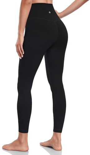 HeyNuts Pure&Plain Yoga Pro 7/8 Leggings for Women, High Waisted Compression Tummy Control Workout Buttery Soft Pants 25'' Black M(8/10)
