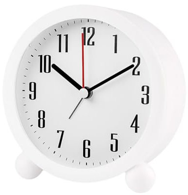 GERUI Leise Ohne Ticken Klassischer Reisewecker, Analog Seniorenwecker mit Nachtlicht,Batteriebetrieben, Lautlos Nachttisch Tischuhr（<20dB）, Nachtlicht，Kinder Tragbarer Wecker für Büro, Reisen (weiß)