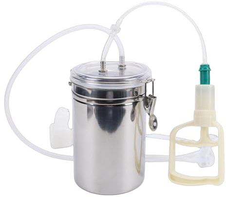 Manuell mjölkmaskin, bärbart 2 000 ml rostfritt stål set för kor och getar med pulserande vakuum