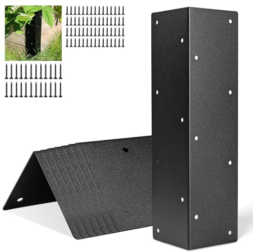 8 Pcs Raised Garden Bed Corner Brackets, 11 x3 x3 Raised Bed Corners Metal Connectors with Wood Screws for 20-24 Bed, Rust Resistant Metal Garden Corner Bracket for Vegetable Planter Garden