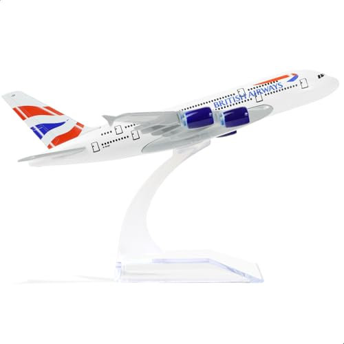QIYUMOKE Airbus A380 1:400 British Airways Diecast Metal Airplane Model with Stand Alloy Model Kit for Aviation Enthusiast Gift
