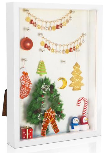 Rdlobu Marco de fotos 3D para rellenar, 21 x 30 cm, blanco, profundo para rellenar, marco de fotos profundo para objetos de hasta 3 cm, marco de objetos para decoración, pared, escritorio, regalo de