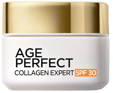 L'Oréal Paris Crema Viso Giorno Anti-Età, Per Pelli Mature, Pelle Più Compatta e Levigata, Macchie dell'Età Ridotte, Con SPF30 e Peptidi di Micro-Collagene, Age Perfect Collagen Expert, 50 ml