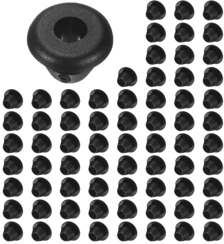 M METERXITY 70-Pack Cable Railing Rubber Grommets, 6mm Drill Hole 4mm ID Eyelet Ring Gasket for Wiring, Wire Cable, Automotive, Metal Cable Railing Post, Car Grommet [Black]