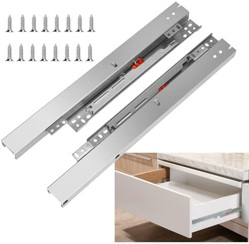 Zllzpzd Auszugsschienen Bodenmontage Schubladenauszug Unterflurführung Vollauszug 400mm,1 Paar Teleskopschienen Schwerlast 40 KG Ladekapazität Schienen für Schubladen Softclose