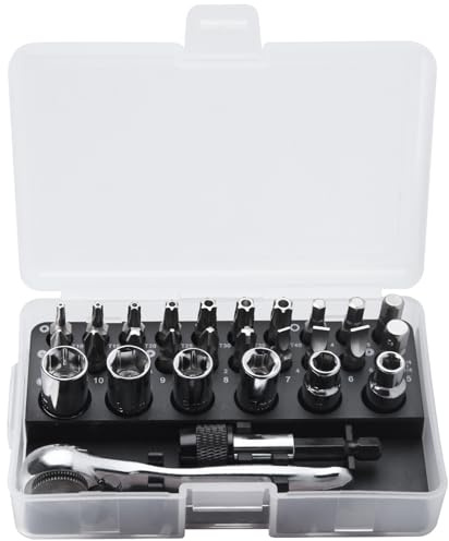 SPEEDWOX destornillador de ángulo recto 28 piezas 1/4 pulgada Mini trinquete Set 72 dientes pequeña llave de trinquete 28pcs destornillador de ángulo recto y punta con enchufe métrico juego de