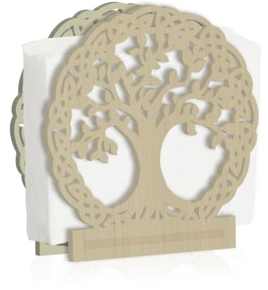 SUPERDANT Serviettenspender Aus Holz Mit Baum Des Lebens Serviettenständer Aus Holz Mit 3D Hohlschnitzerei Servietten Halter Serviettenhalter Für Küche Esstisch Arbeitsplatte Außendekoration