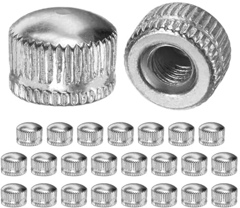 M METERXITY 25-Pcs Écrous À Chapeau Filetés, M5x11mm coque Vis Pour Luminaire, Écrou Moleté Femelle Pour Remplacement Couvercle Plafonnier/Pièces Lampe Décoratives [Finition Chrome]
