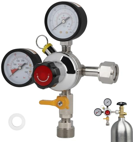 CPROSP Druckminderer Bier Druckregler CO2 mit Dichtung, Doppelmessgerät W21.8, Profi Mehrweg für Biermaschine, Bierbrauen, 3/4-Stecker