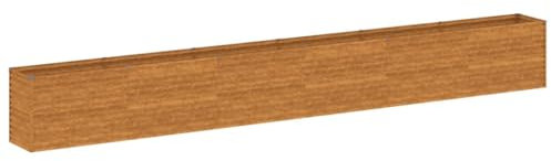 Bancal de acero corten 578 x 50 x 69 cm – Jardín duradero para verduras y hierbas – Ideal para pequeños jardines y balcones