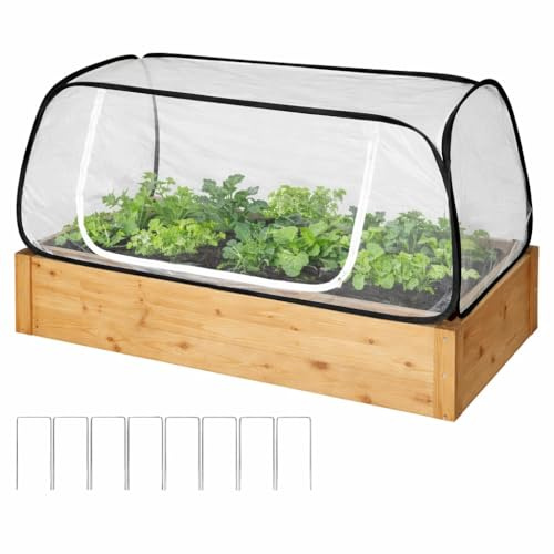 Pop Up Raised Garden Bed Cover -45''x22''x16'' Instant Plant Protection Against Bird, Pests & Squirrel，Plant Net Cover for Raised Bed with Zipper Door for Protecting Vegetable Row