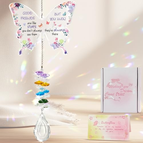 Regalo migliore amico farfalla cristallo acchiappasole regalo di amicizia per fidanzata speciale, regalo di compleanno di cristallo Suncatcher regalo di compleanno per donne regalo di compleanno