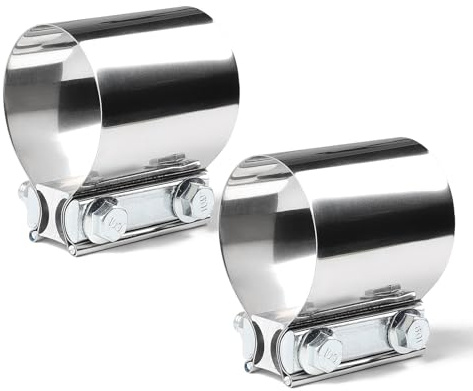 LALAGO 2Pcs Abrazadera de Tubo de Escape Ø64 mm, Abrazadera de Banda de Escape, Conector de Tubo de Escape, Abrazadera Universal de Escape (Ø 64mm / L: 76,2mm)