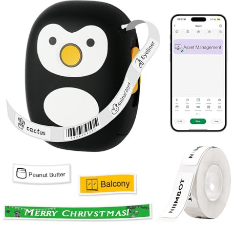 NULLTONEX Mini Label Maker Bluetooth Machine: Wireless Small Label Makers with Tape - Portable Thermal Labeler Works with Tablet Phone - Easy to Use for Office Home Organization