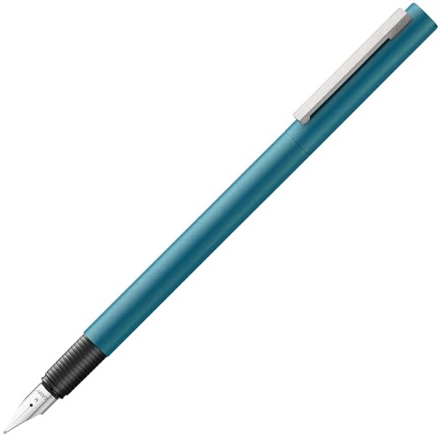 Lamy cp1 aquamarine Füller – minimalistischer Füllfederhalter in elegantem Gehäuse aus Ganzmetall – mit abgefedertem Edelstahl-Clip & Stahlfeder in Strichbreite F – inkl. Tintenpatrone T 10 blau