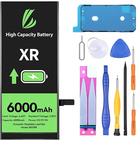 LL TRADER Akku für iPhone XR, 6000mAh mit Reparatursets