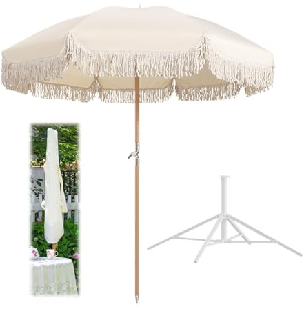 GYYDXXFC Grande Ombrellone da Spiaggia con Nappe, Parasole da Esterno for Patio, Giardino, Bordo Piscina, con Regolazione Inclinazione, for Giardino, Piscina, Cortile(Umbrella+Stand)