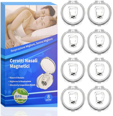 Anti Ronflement Dilatateur Nasal, 8 Pièces Dispositifs Anti-Ronflement | Réutilisable | Pince Nez Antironflement Efficace | Vous Apportant un Sommeil Confortable (Transparent)