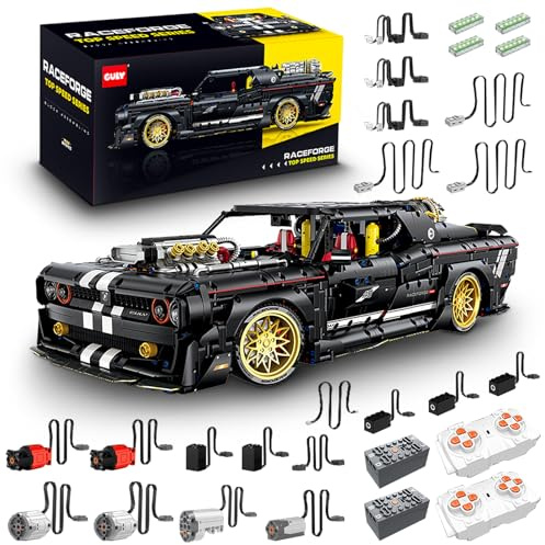 FigureArt Technik Sportwagen Auto Bausatz, GULY 10637, 3751 Teile mit Motoren und LED Groß Ferngesteuert Auto MOC Klemmbausteine (Originalverpackung) (Dynamische Deluxe-Edition)